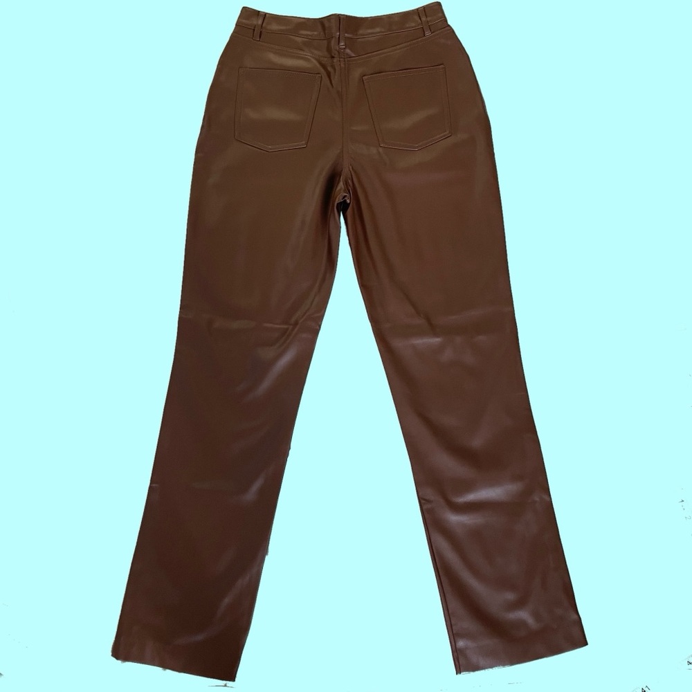 NEW Oak + Fort Faux Vegan Leather Pants Slim High Rise NWT - Picture 2 of 12
